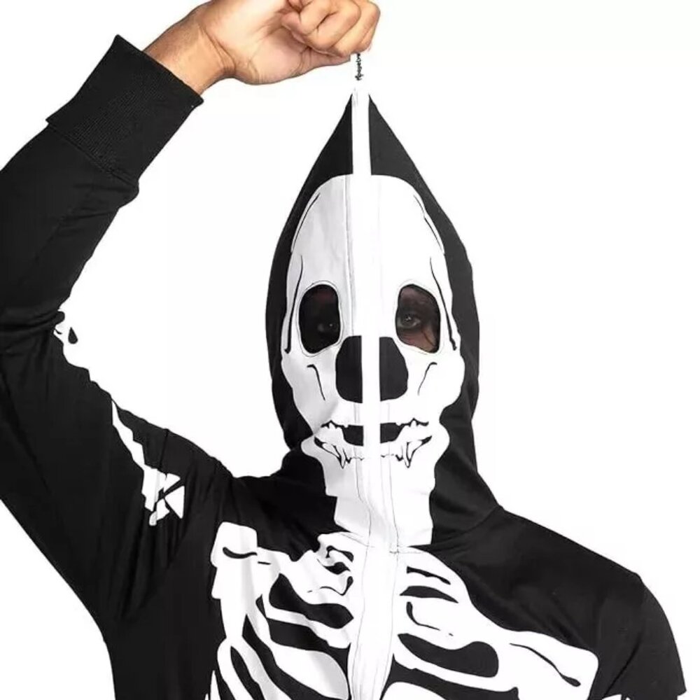 TipsyElves One Piece Unisex Zip Up Mask Skeleton Jumpsuit NEW YOUTH XL